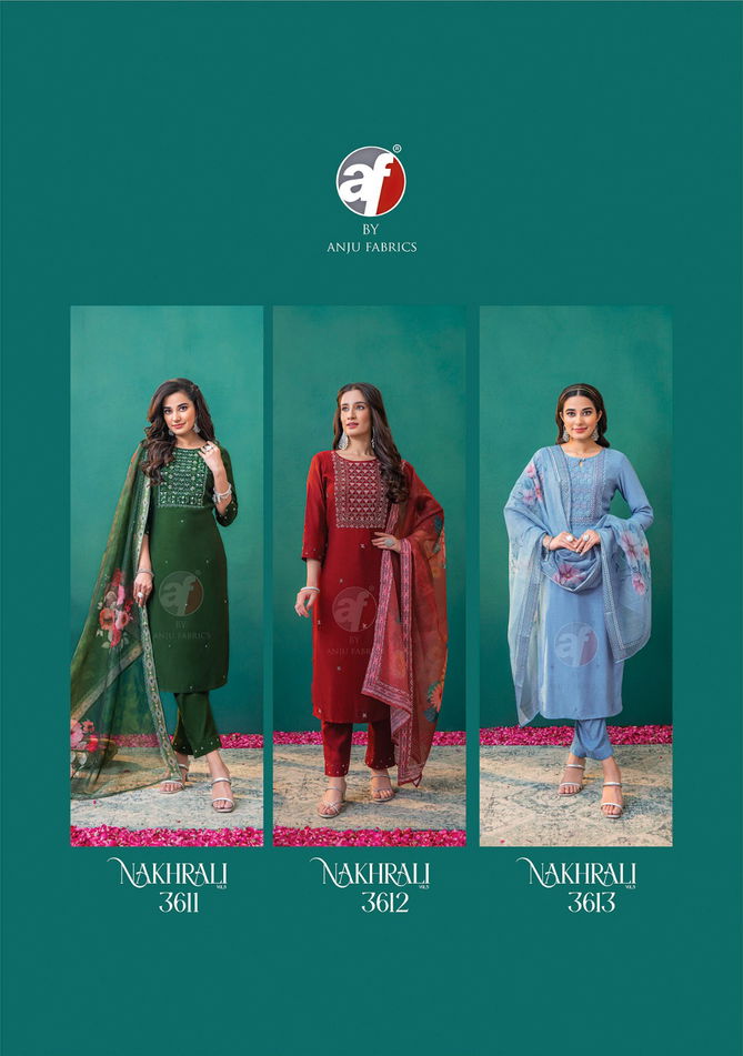 Nakhrali By Af Modal Silk Hand Work Designer Kurti With Bottom Dupatta Wholesale Market In Surat